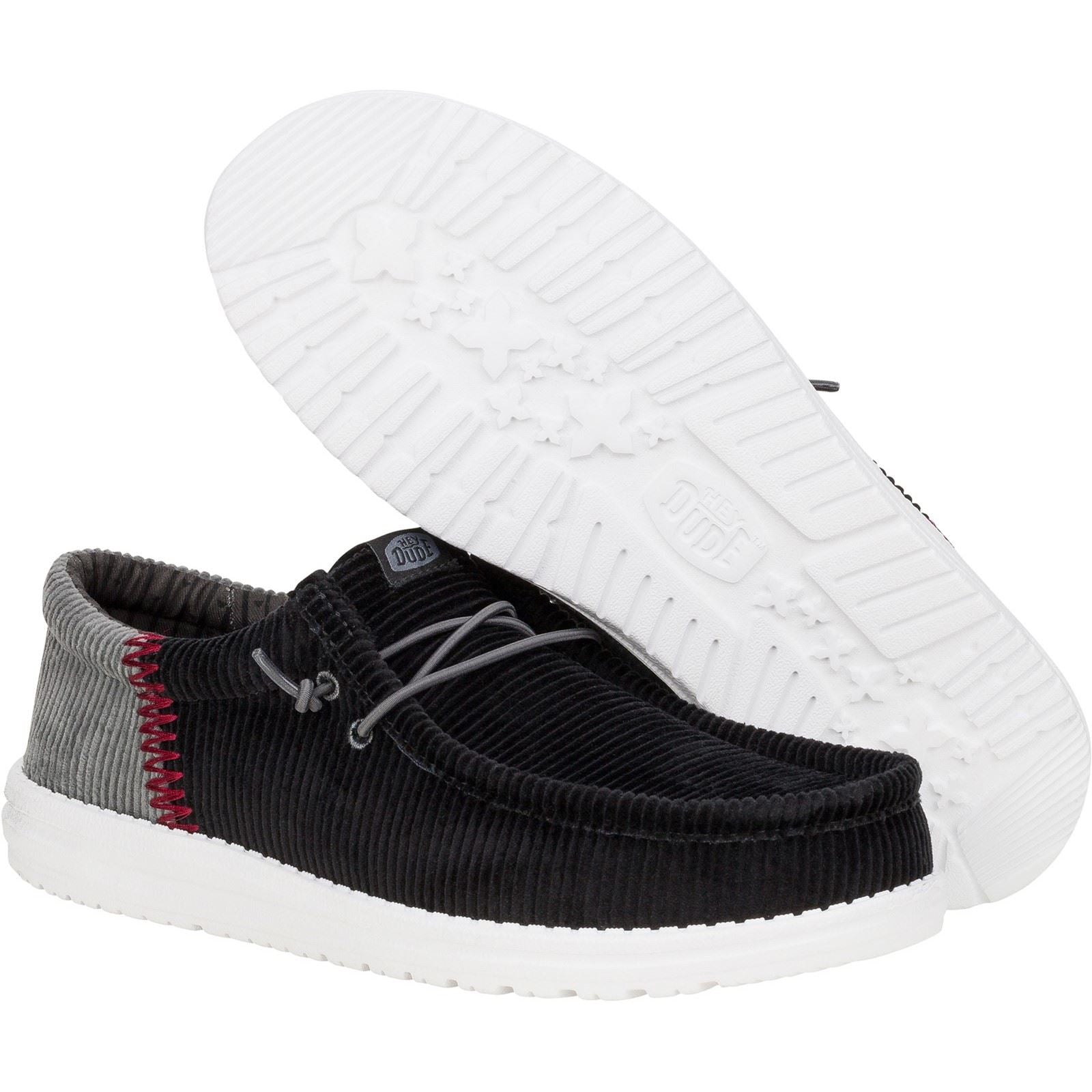 HEYDUDE Wally Funk Corduroy Stoff Herren Schwarz Bootsschuhe