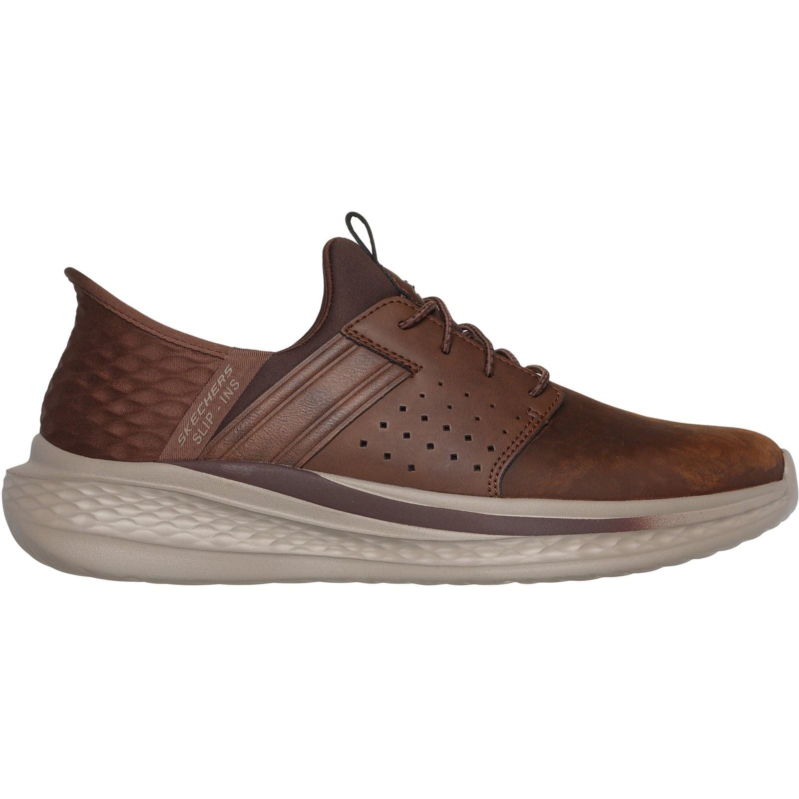 Skechers Slade Zachary Textil Herren Dunkelbraune Weitgeschnittene Schnürschuhe