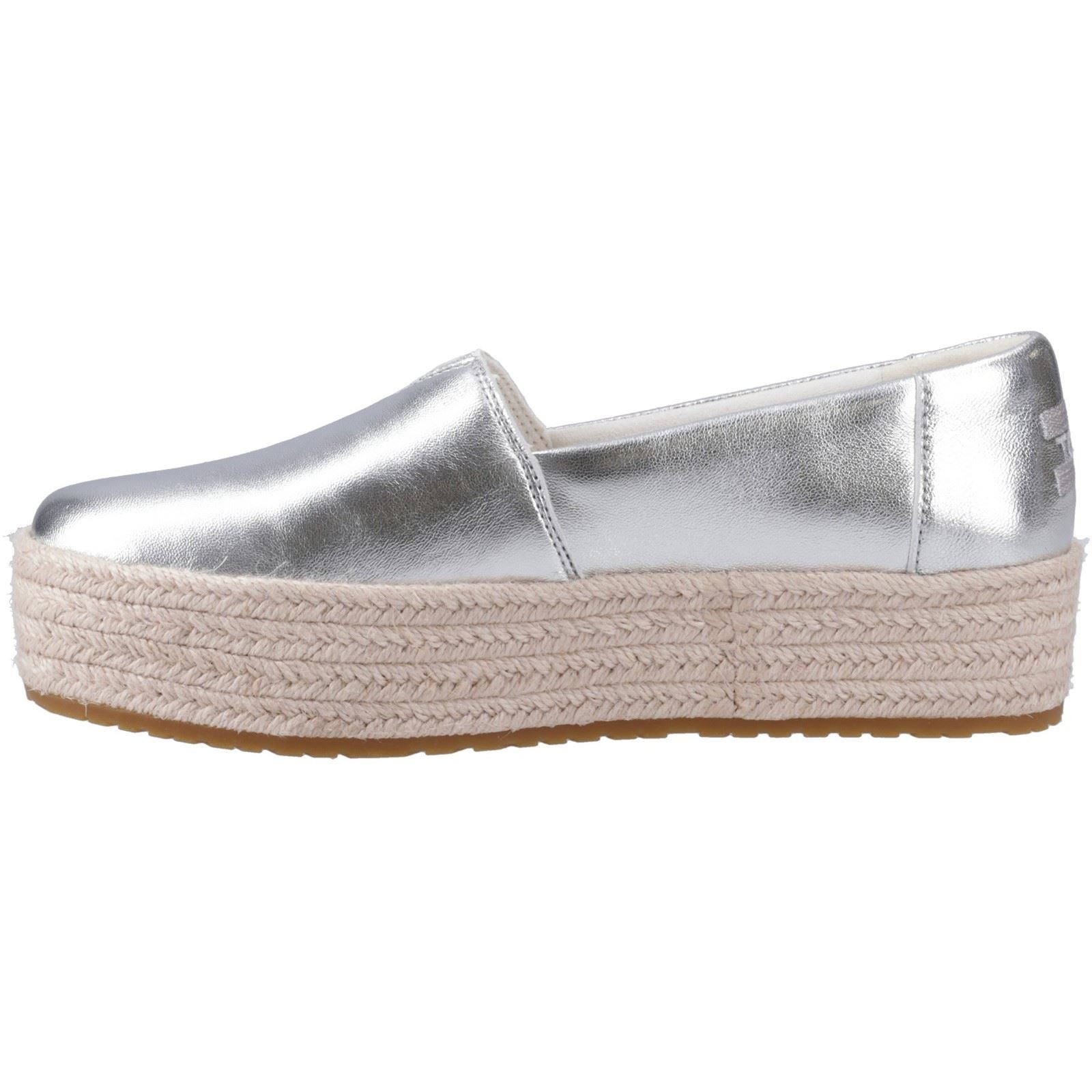 TOMS Valencia Damen Espadrilles Aus Silbernem Leder.