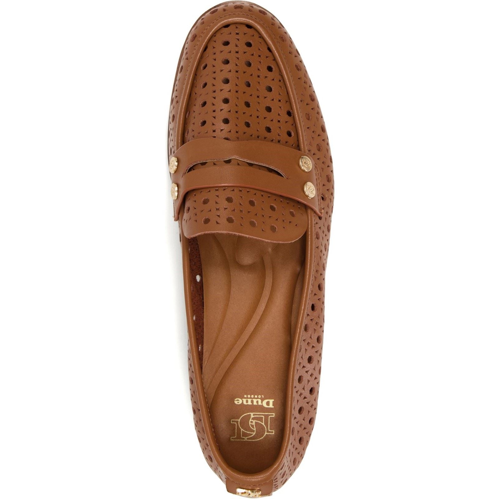 Dune Glimmered Leder Damen Loafer In Tan