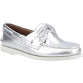 Sperry Authentic 2 Eye Damenbootsschuhe Aus Silbernem Leder