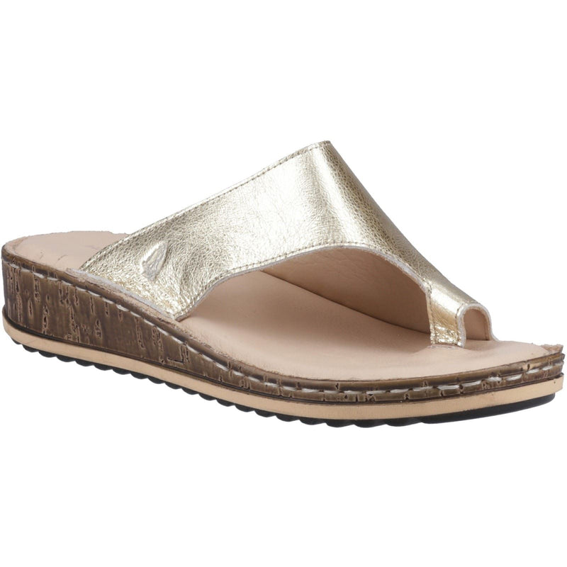 Hush Puppies Elissa Toepost Damen Sandalen Aus Wildleder In Gold