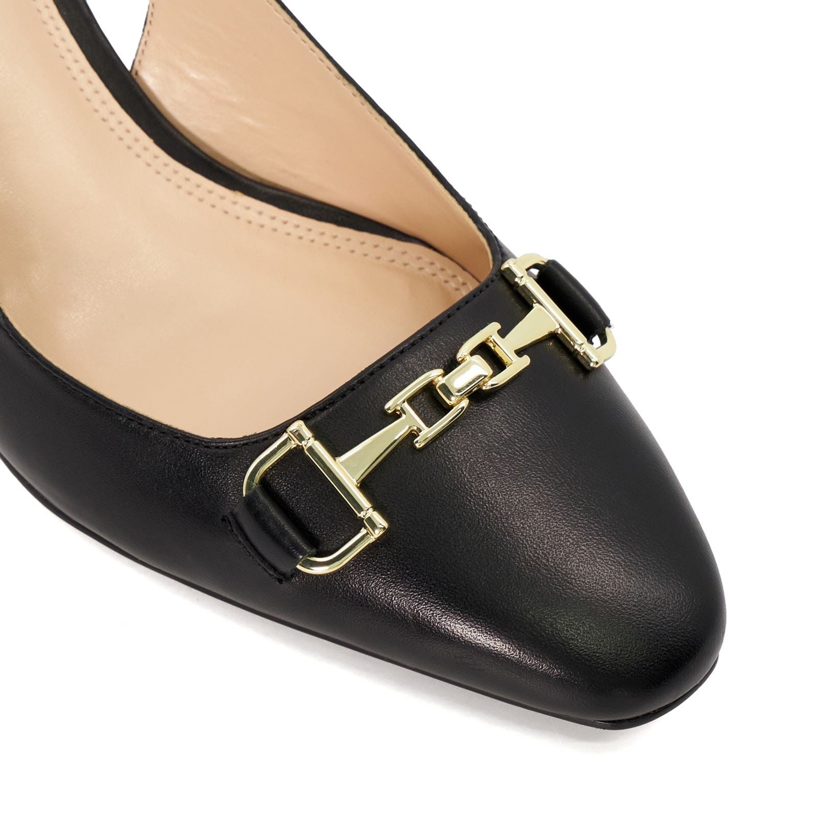 Dune Detailed Leder Frauen Schwarze Absätze