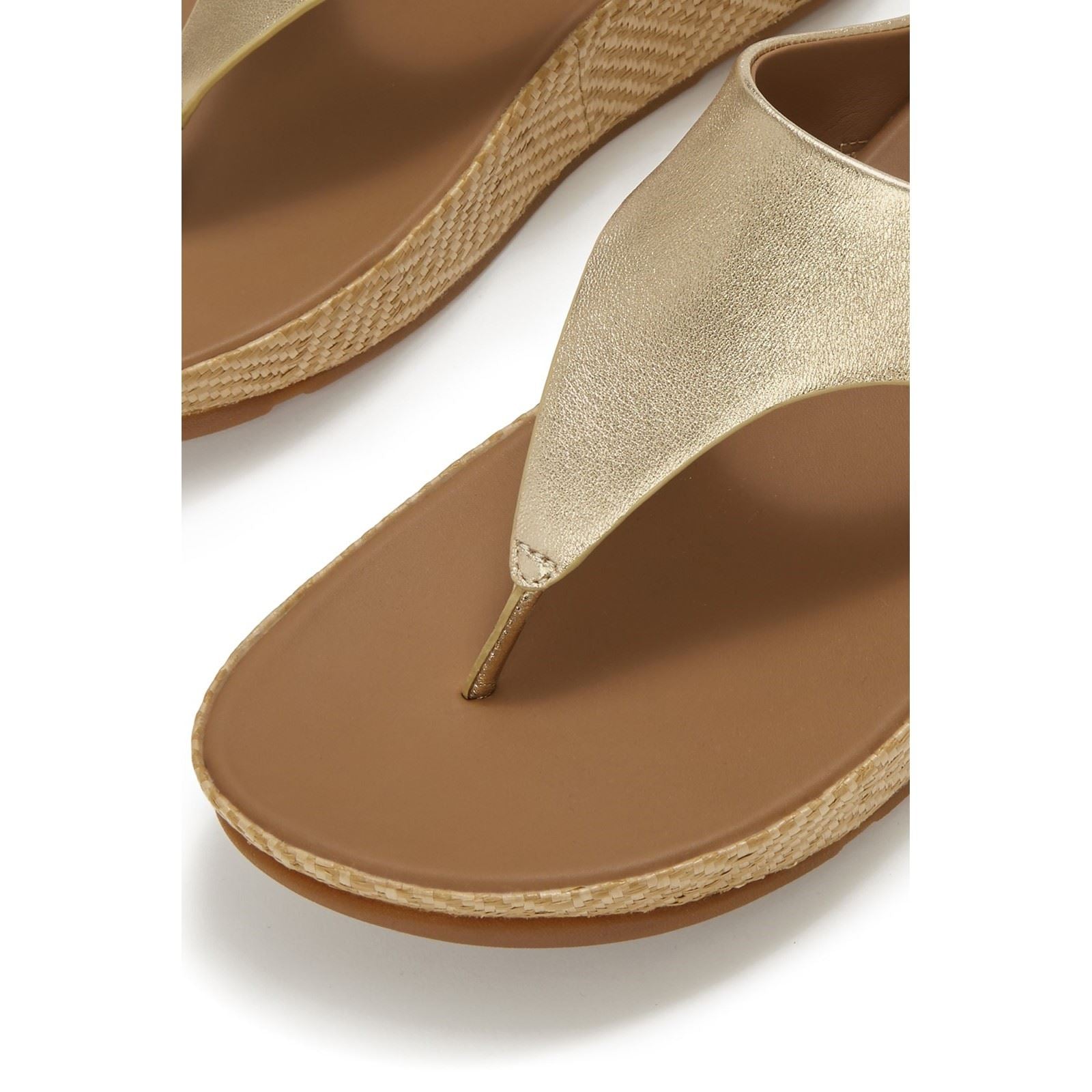 Fitflop Lulu Lux Graphic-Weave Toe-Post Leder Damen Platino Sandalen
