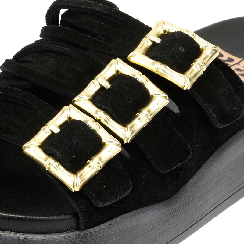 Desert Fleur Gypsum Damen Sandalen Aus Schwarzem Wildleder