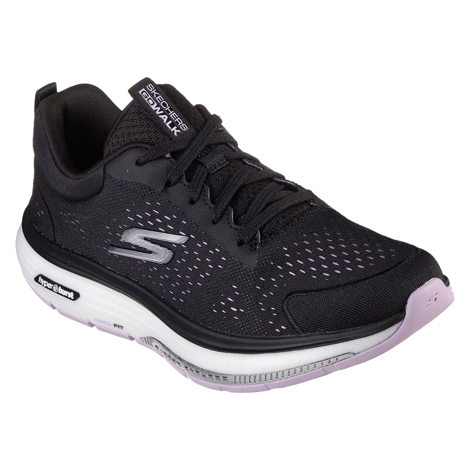 Skechers Go Walk Workout Walker Outpace Synthetik Damen Sneaker In Schwarz/Lavendel