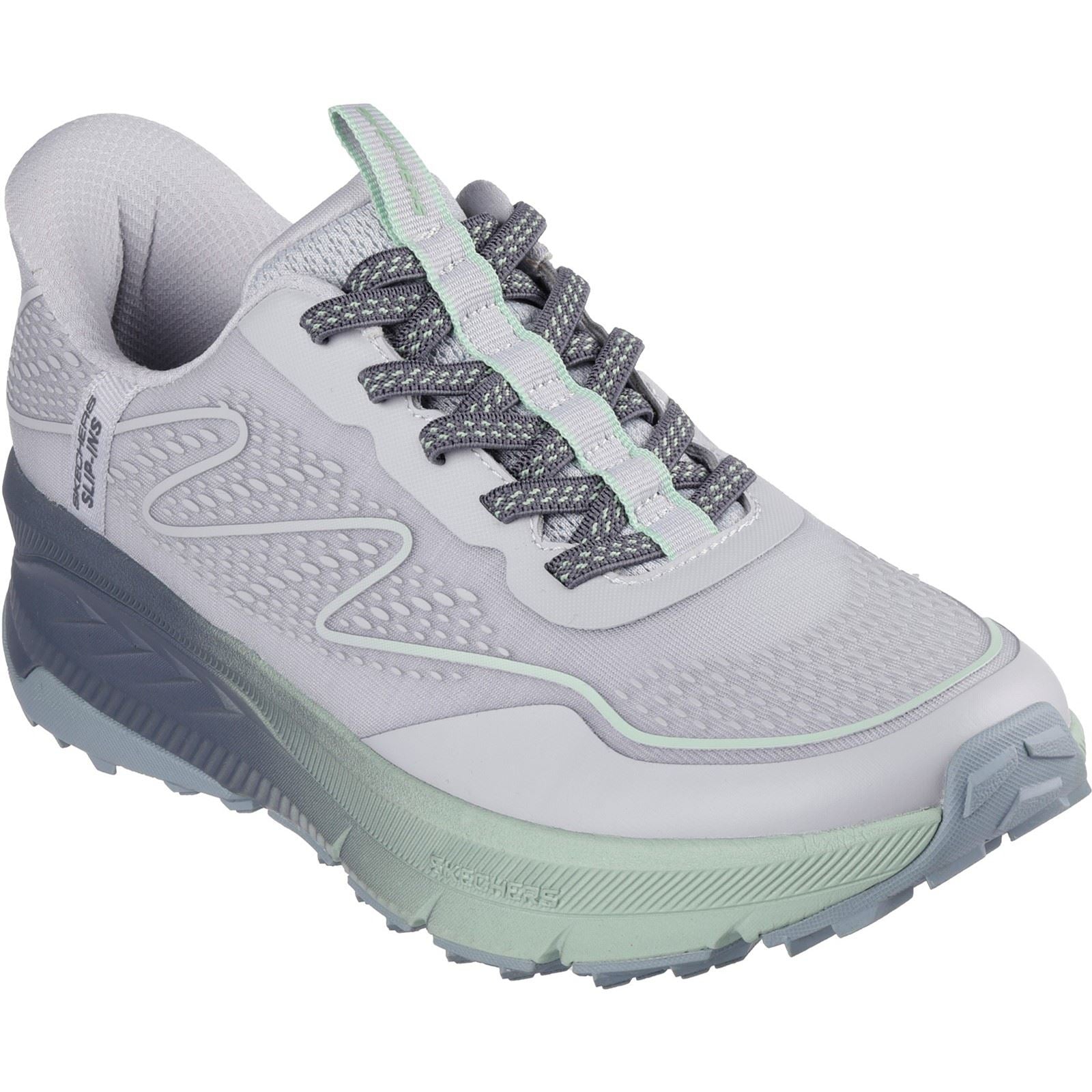 Skechers Switch Back Mist Textile Damen Wanderstiefel In Grau/Grün