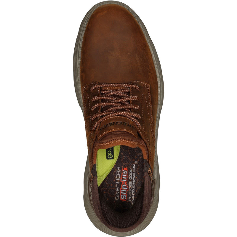 Skechers Garza - Gervin Leder-Herrenschuhe In Dunkelbraun Mit Schnürung