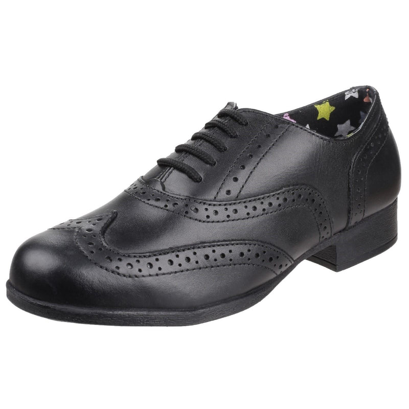 Hush Puppies Kada Junior Mädchen Brogues Aus Schwarzem Leder