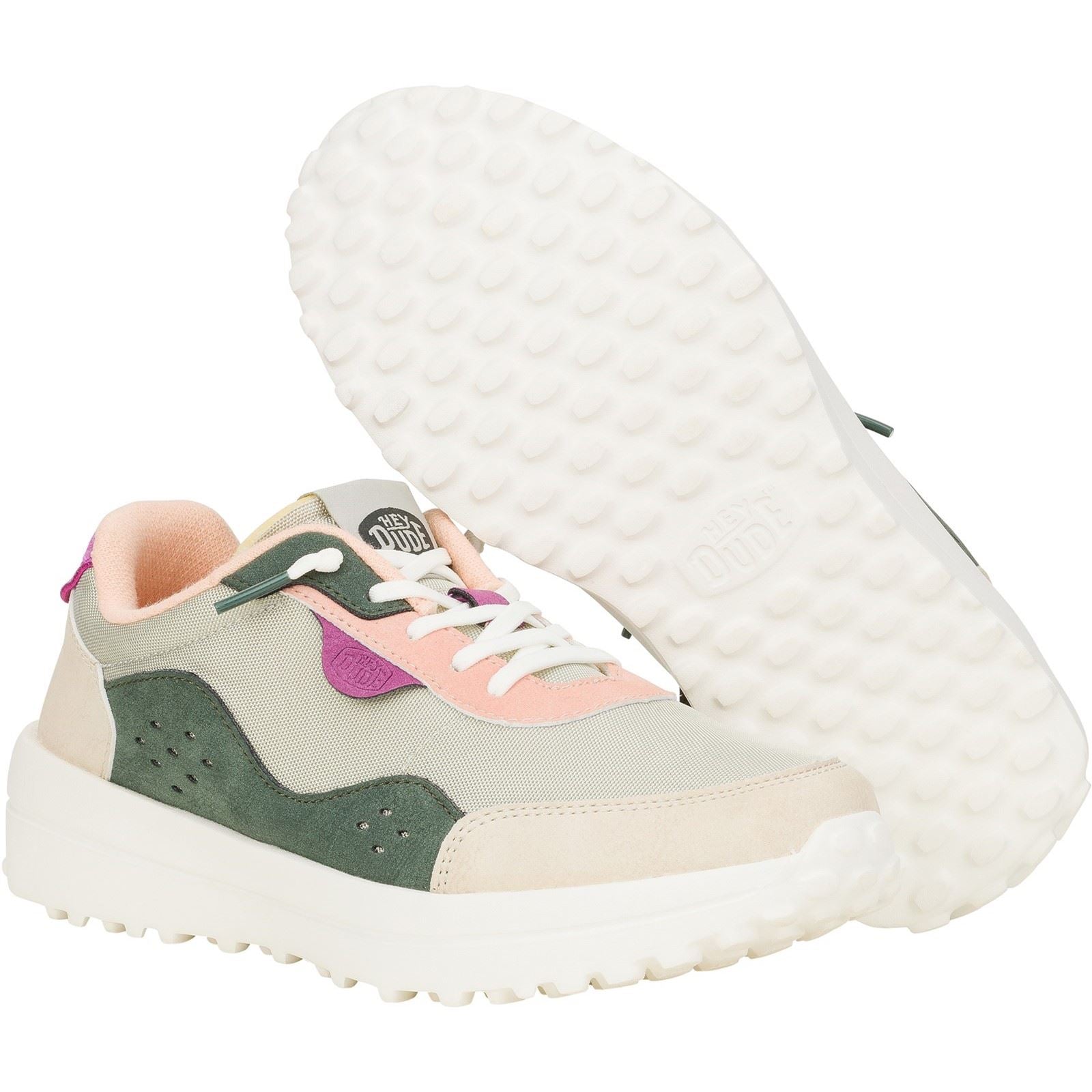 HEYDUDE Hayden Colorblock Polyester Damen Sneakers In Staubigem Olivgrün/Multifarben