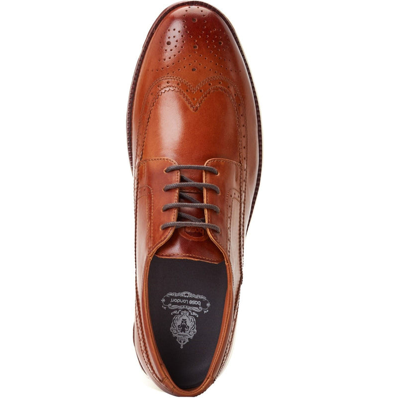 Base London Flight Lederschuhe Für Herren In Verbranntem Braun, Brogues Stil