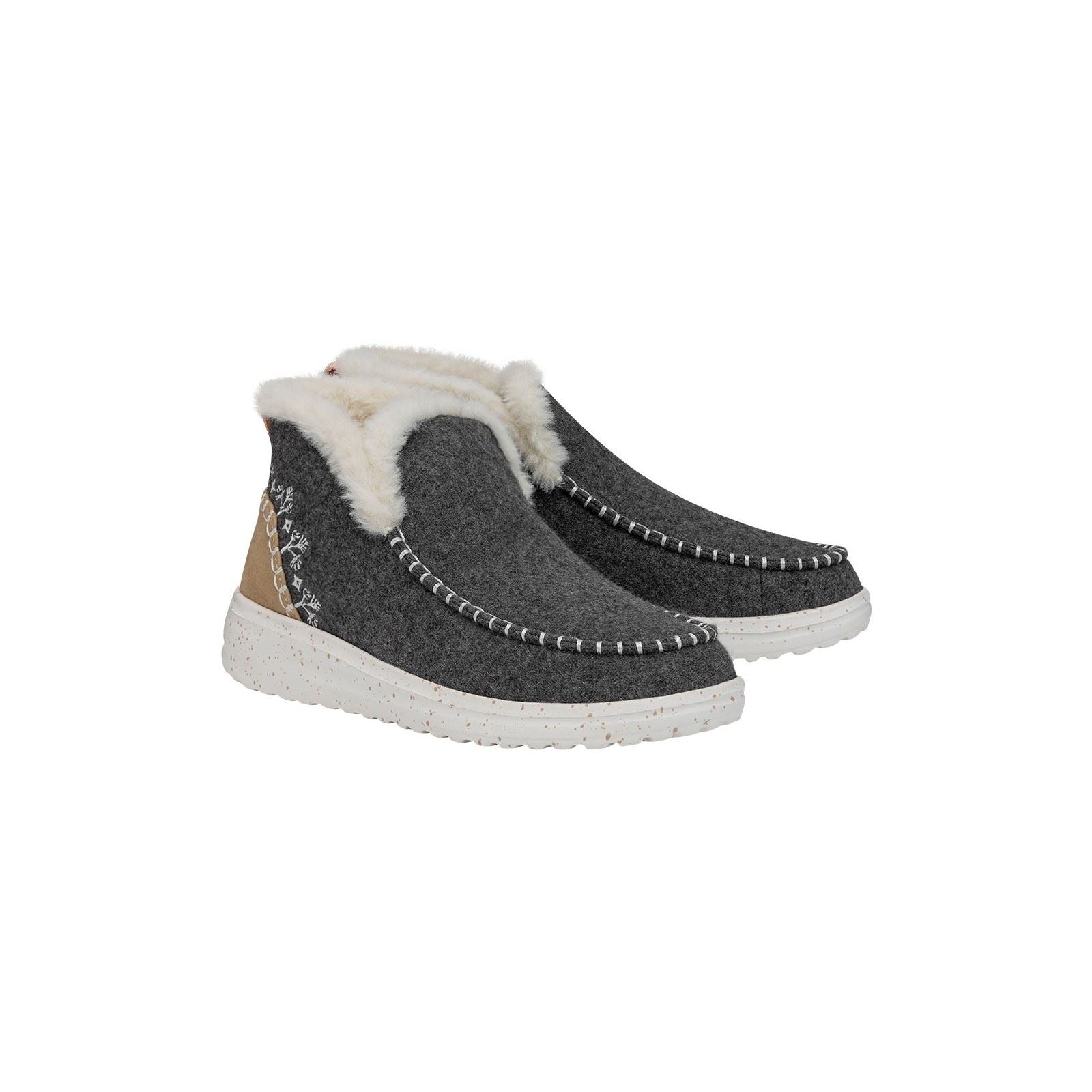 HEYDUDE Denny Wool Faux Shearling Damen Graue Stiefel