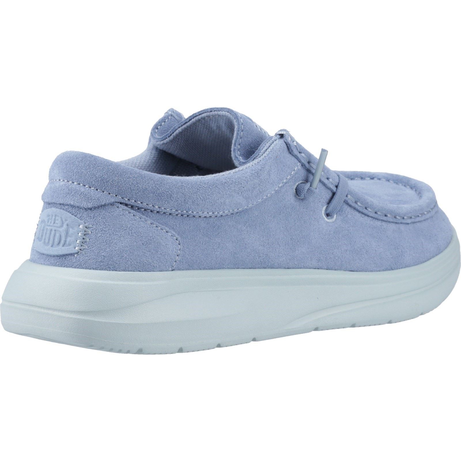 HEYDUDE Wendy COMF Suede Leder Damen Mokassin Schuhe In Verwaschenem Denim/Wolkenblau
