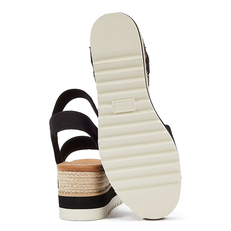 TOMS Diana Canvas Wedge Schwarze Sandale für Damen