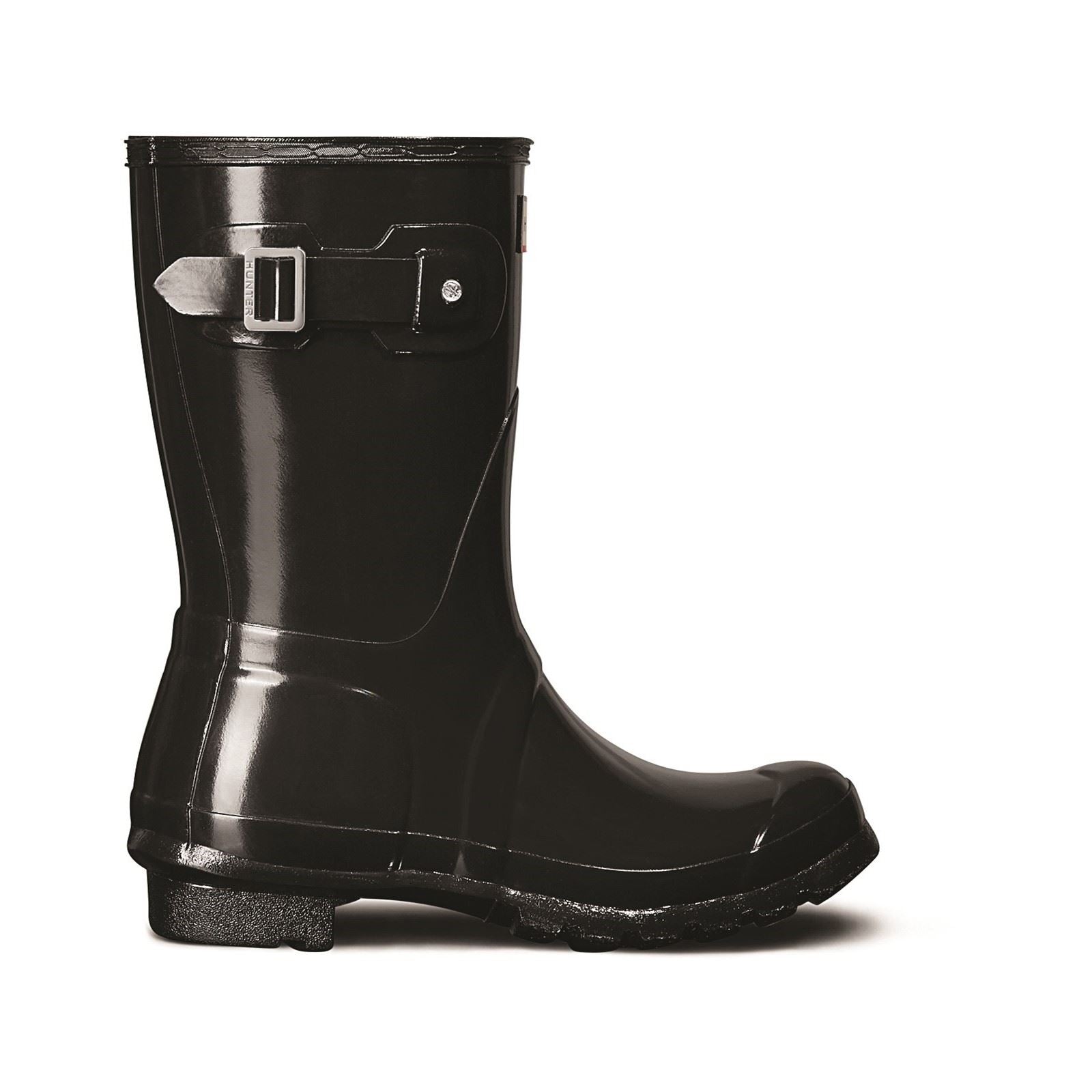 Hunter Original Short Gloss Gummistiefel Für Damen In Schwarz