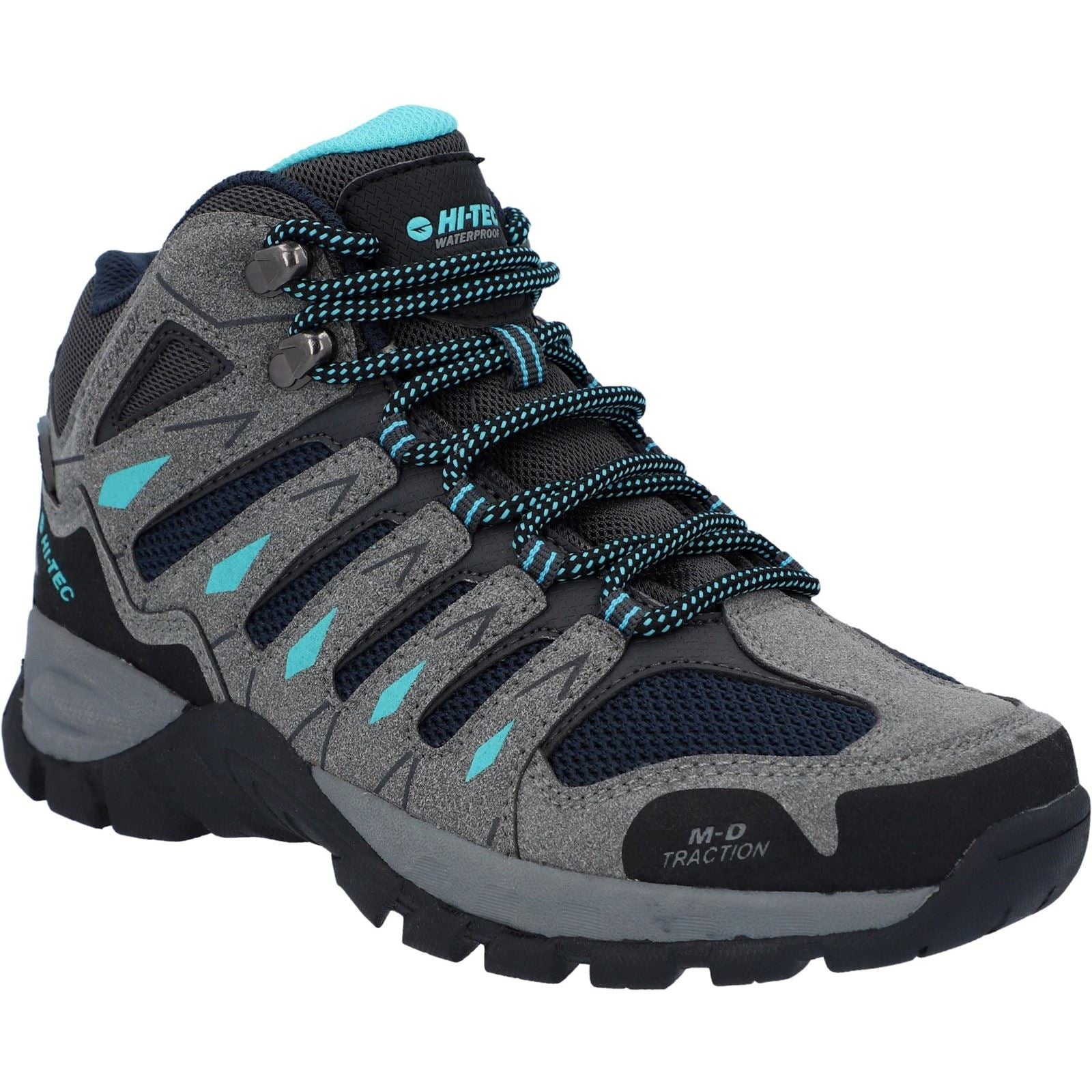 Hi-Tec Corzo Mid Pu Wildleder Damen Wanderschuhe In Graphitgrau/Dunkelrot