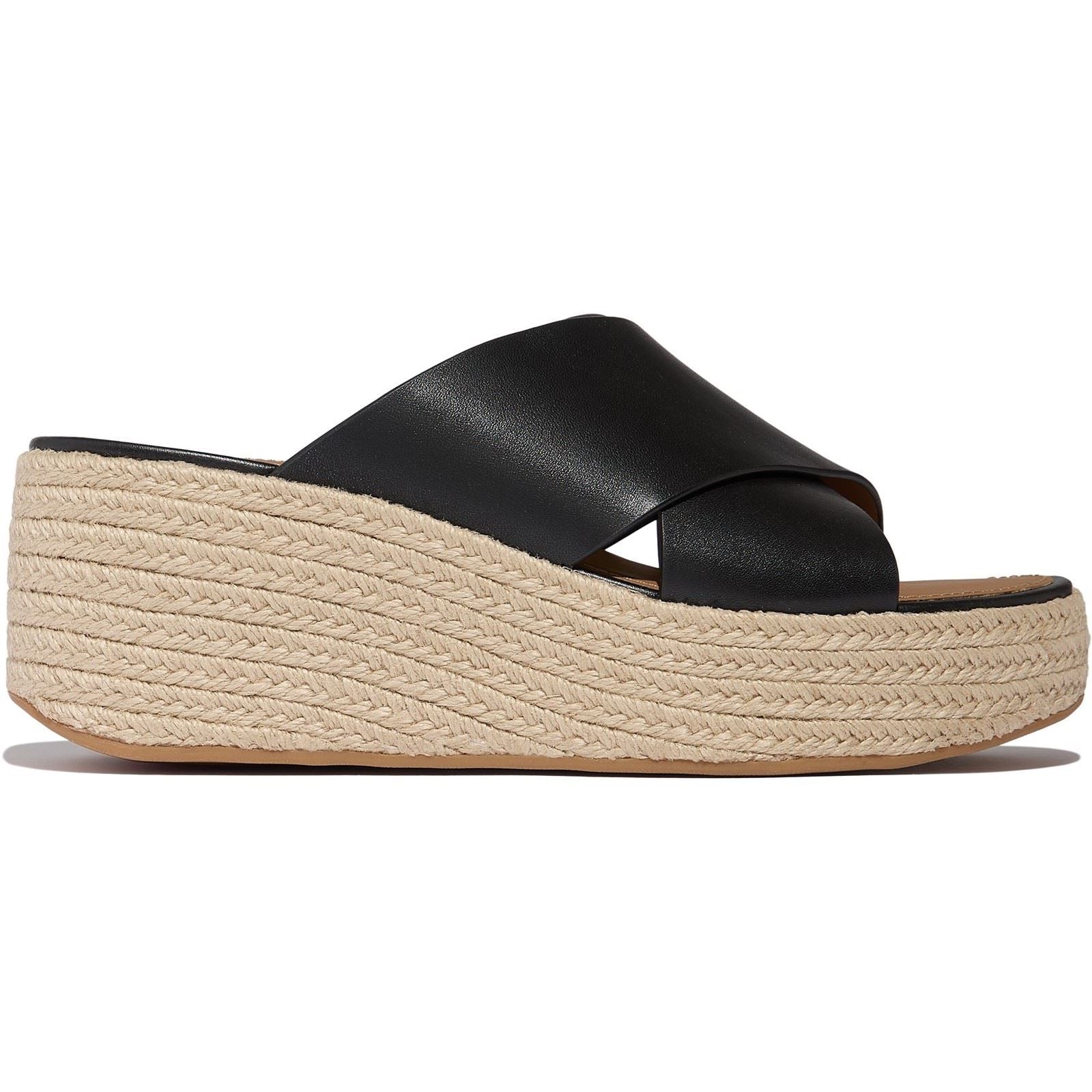 Fitflop Platfforms Leder Damen Schwarze Sandalen