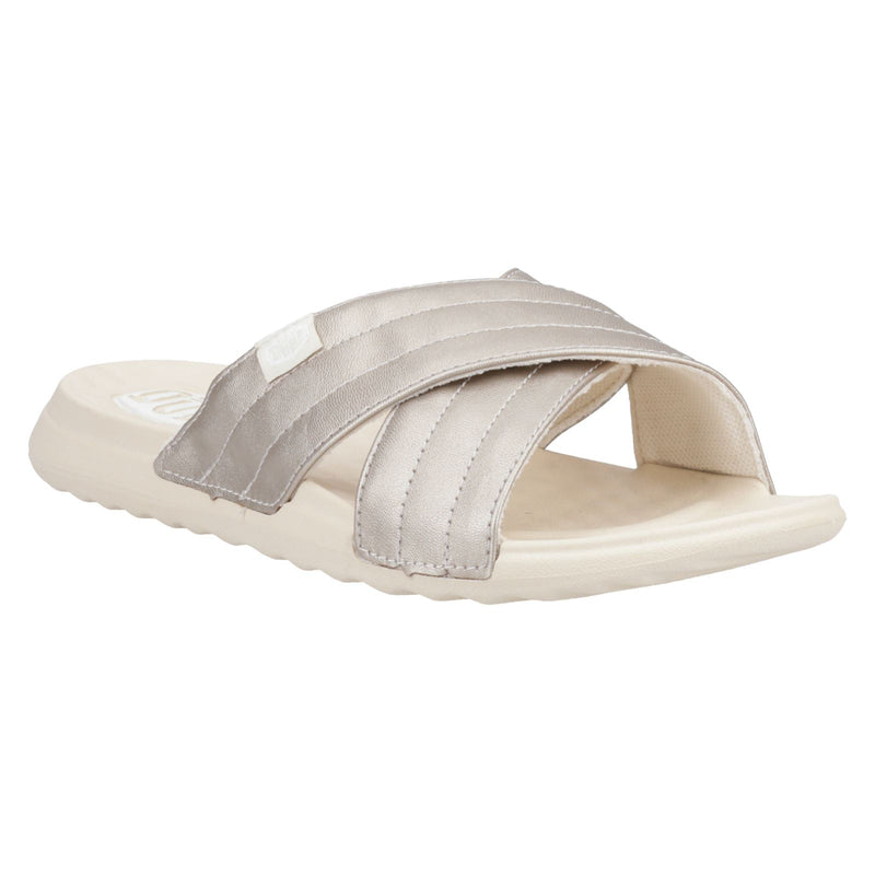 HEYDUDE Christi Slide Distressed Damen Metallic-Sandalen