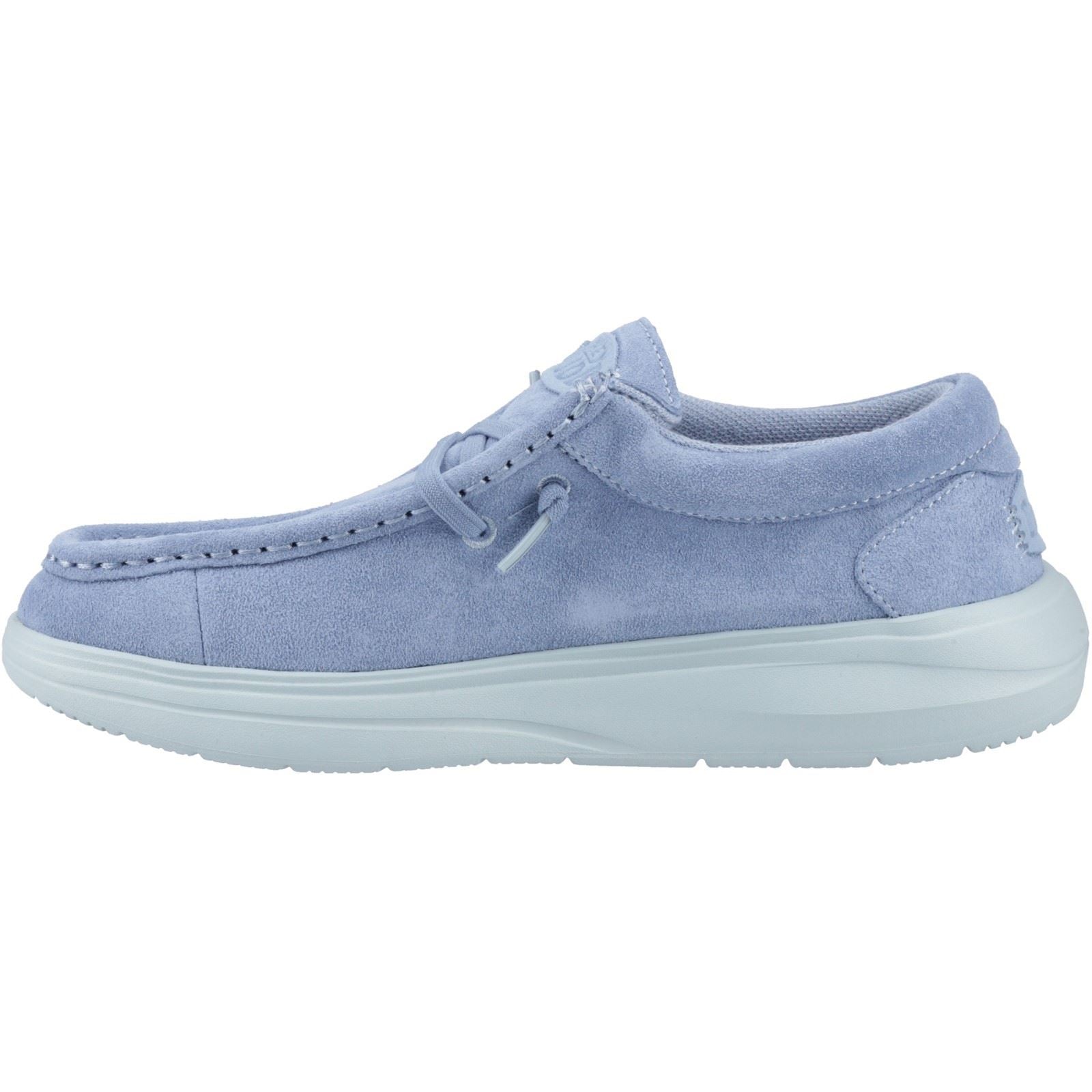 HEYDUDE Wendy COMF Suede Leder Damen Mokassin Schuhe In Verwaschenem Denim/Wolkenblau