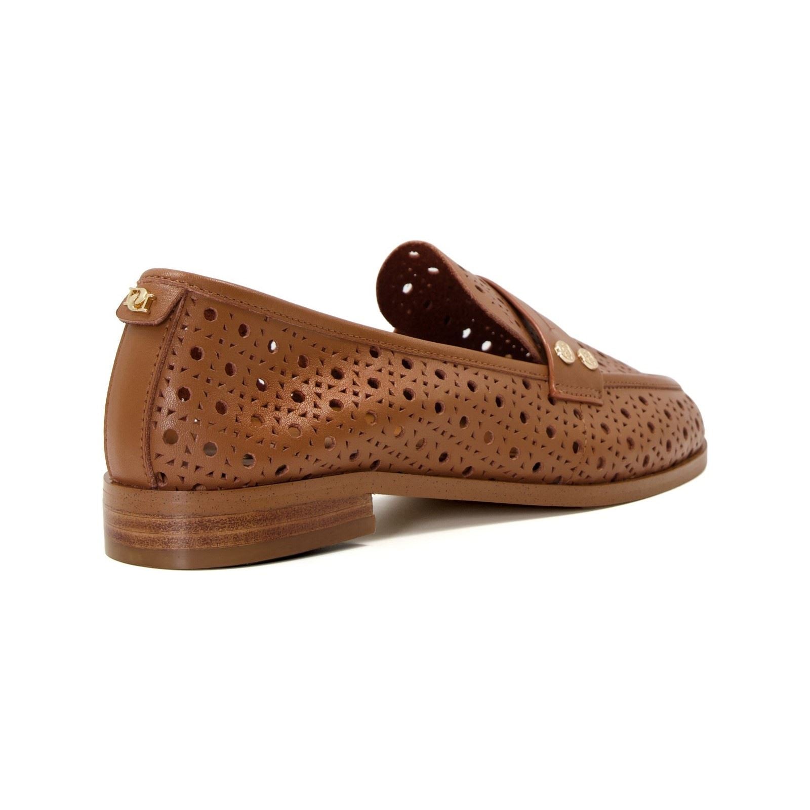 Dune Glimmered Leder Damen Loafer In Tan