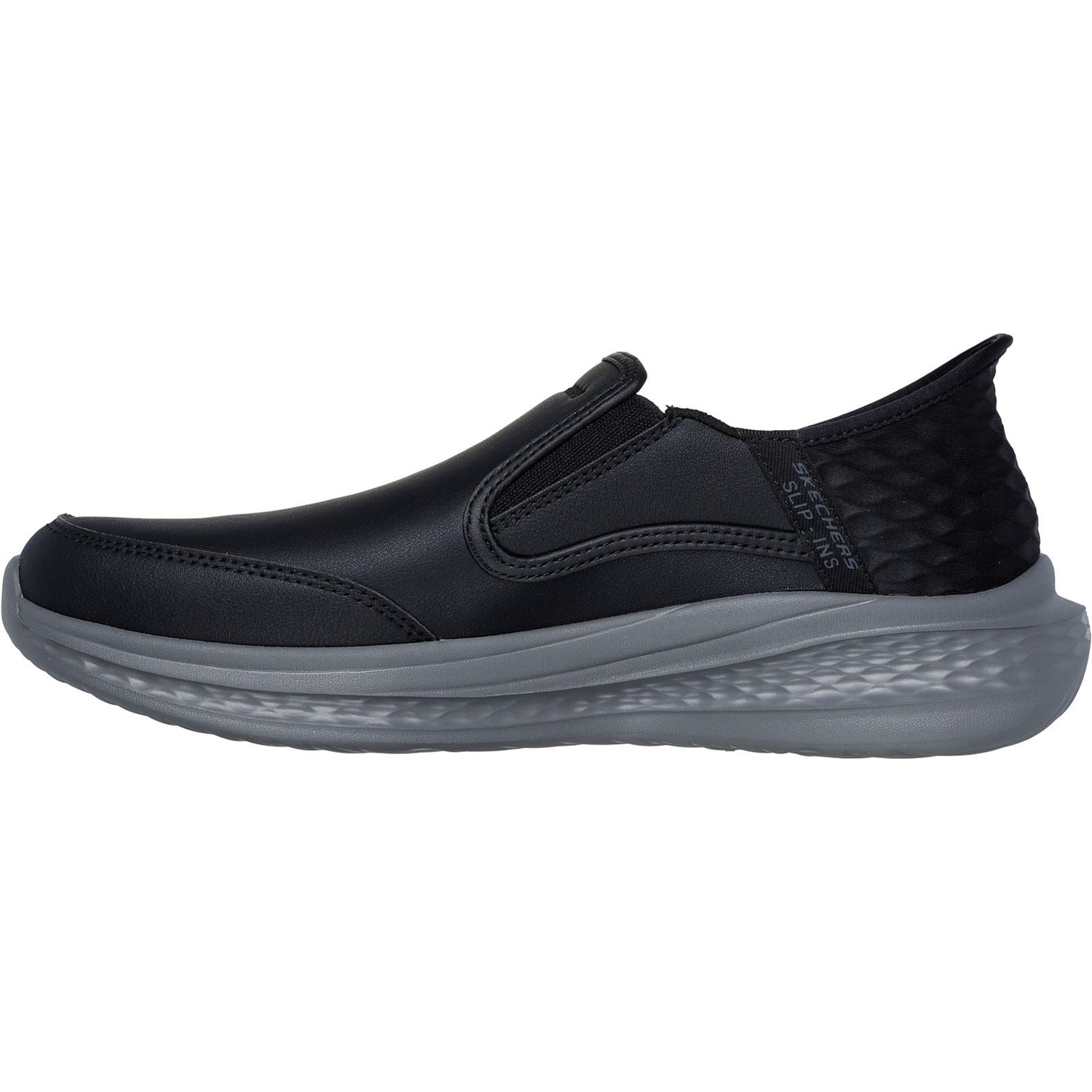 Skechers Slade Cooper Leder Herrenschuhe, Schwarze Farbe Mokassins