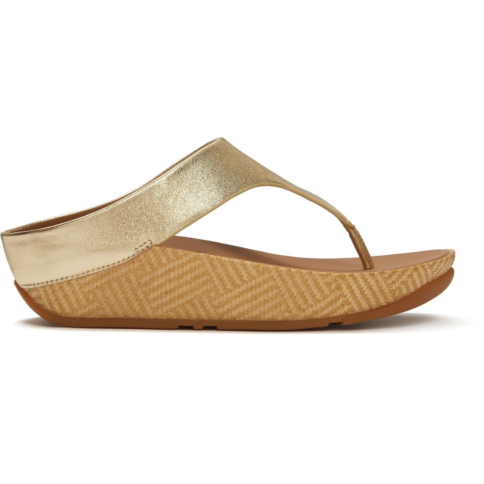 Fitflop Lulu Lux Graphic-Weave Toe-Post Leder Damen Platino Sandalen