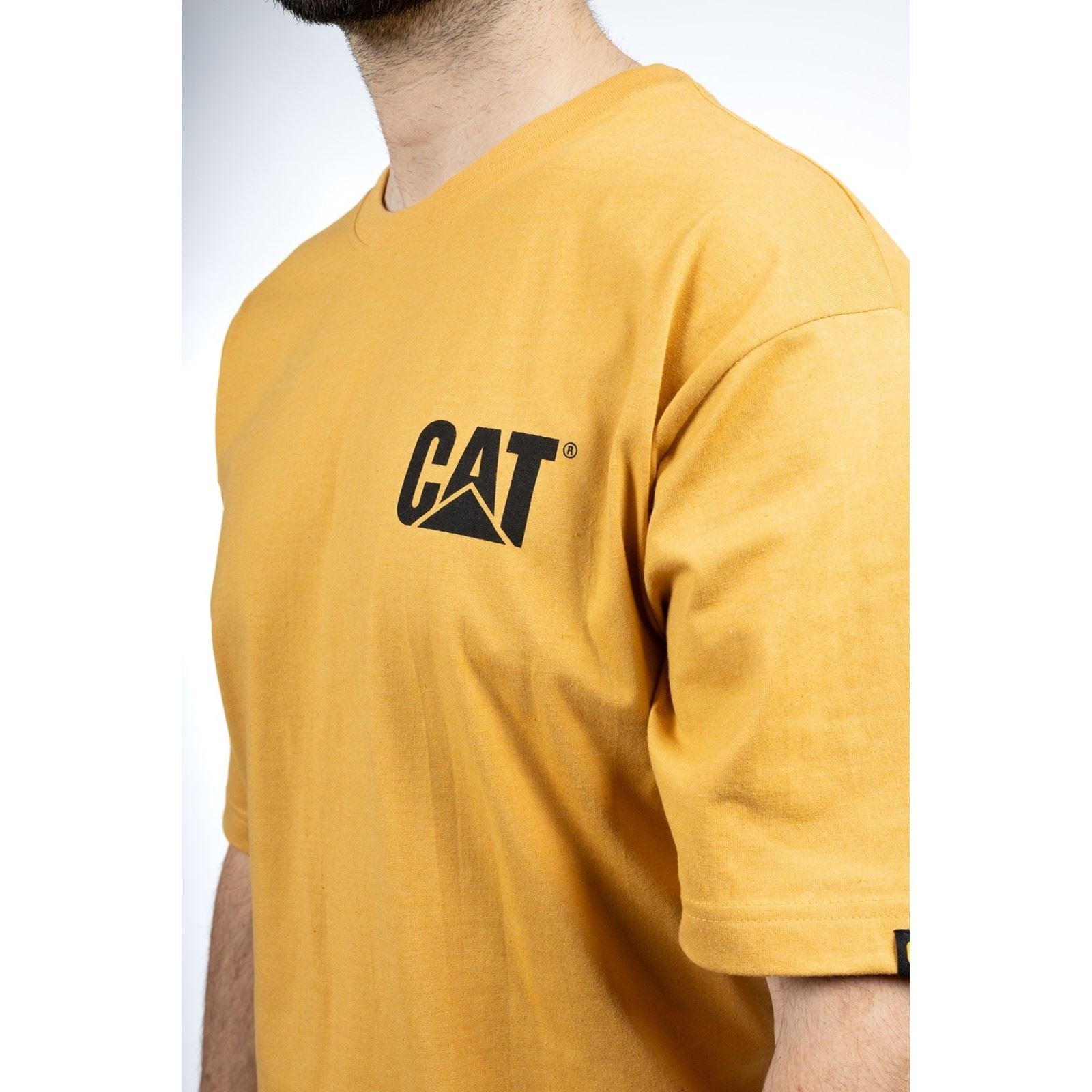 Caterpillar W05324 Trademark Baumwoll Herren T-Shirts In Gelb Mit Kurzen Ärmeln