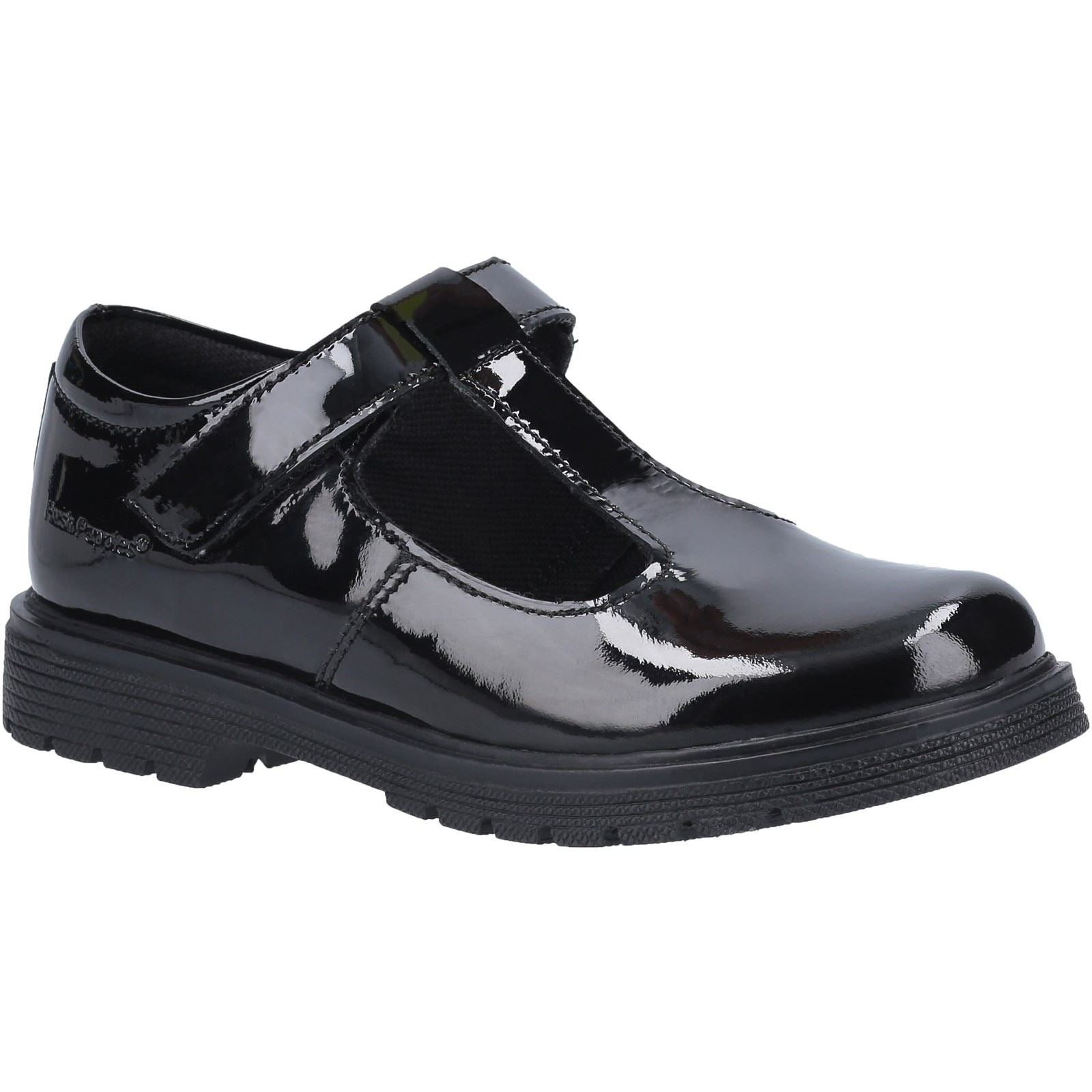 Hush Puppies Gracie Senior Patent Mädchenschuhe Aus Schwarzem Lackleder