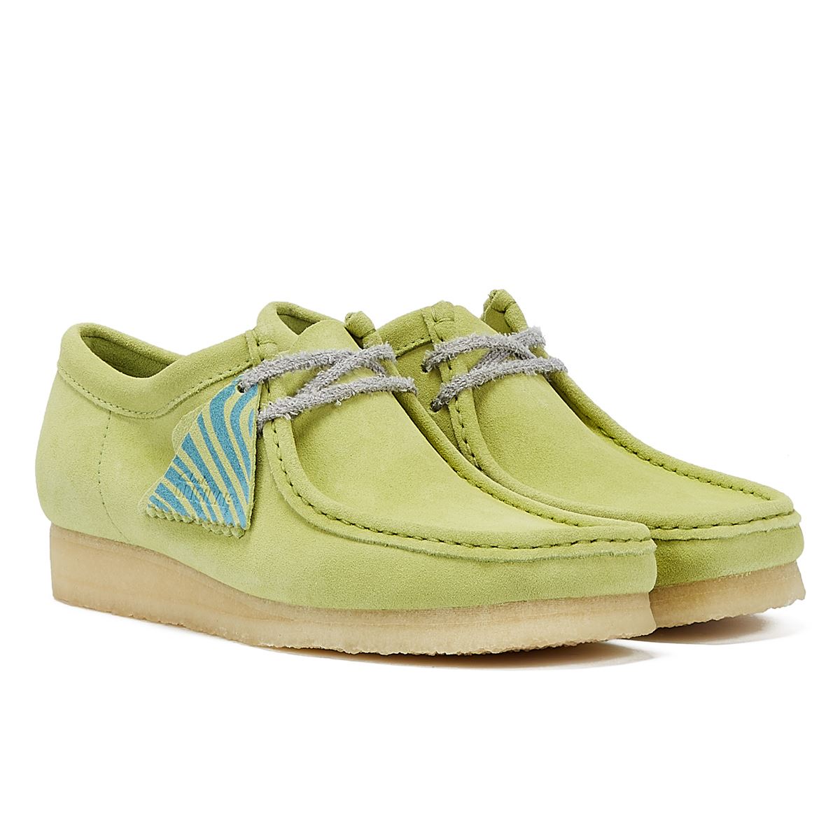 Clarks Originals Wallabee Pale Lime Suede Herrenschuhe Aus Hellem Limettensamt Mit Schnürung