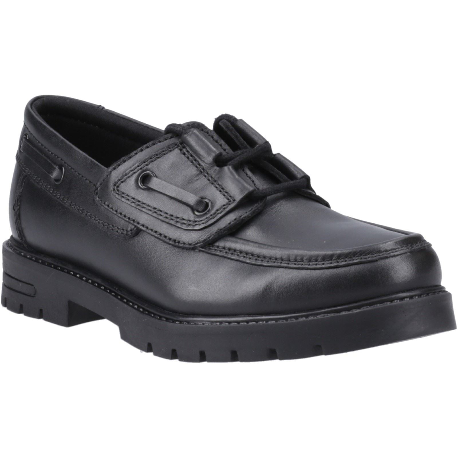 Hush Puppies Lucy Mädchenschwarze Bootsschuhe Aus Leder