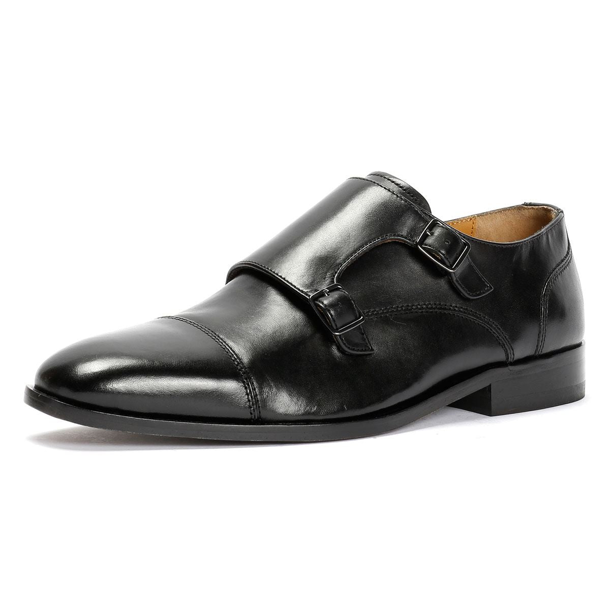 Chapman & Moore Toe Cap Monk Leder Herren Schwarz Schnürschuhe