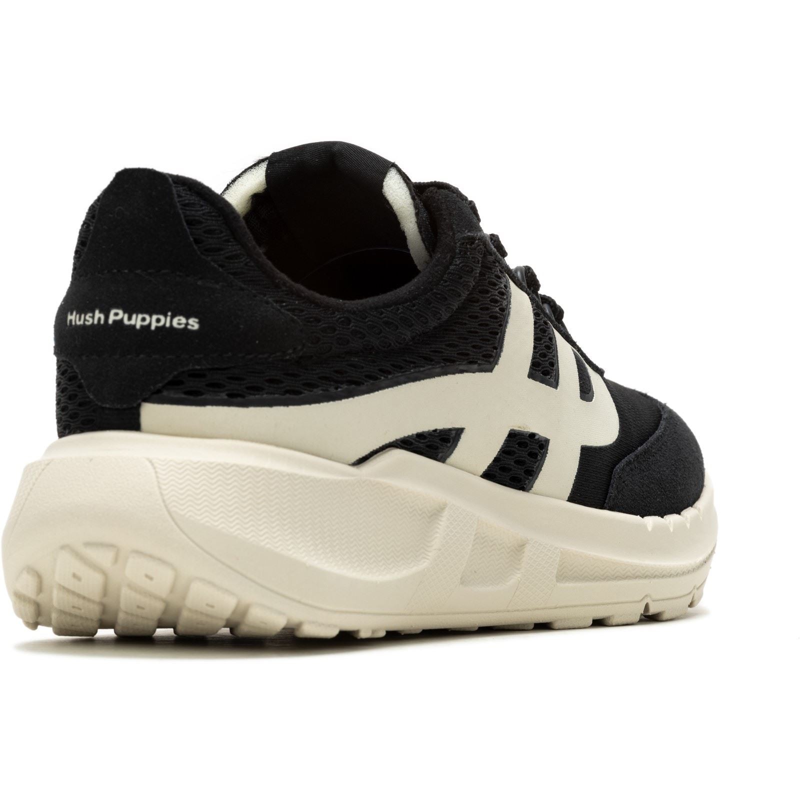 Hush Puppies Seventy8 Retro Runner Suede Damenschwarze Turnschuhe