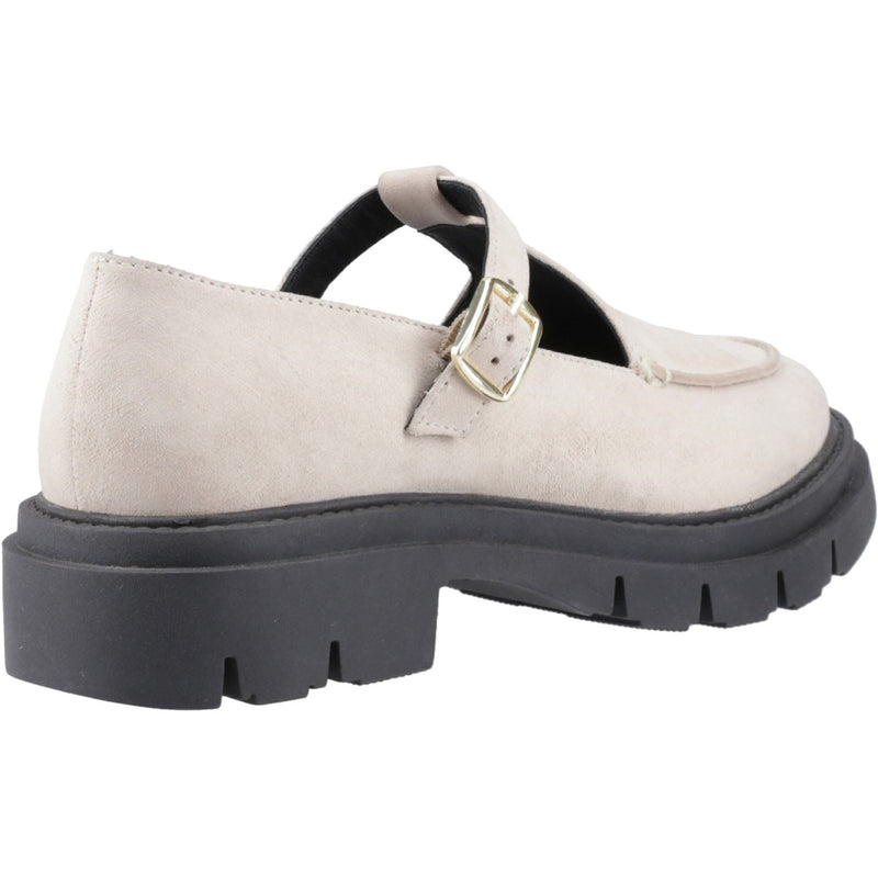 Hush Puppies Nella T-Bar Damen Wildlederschuhe In Creme