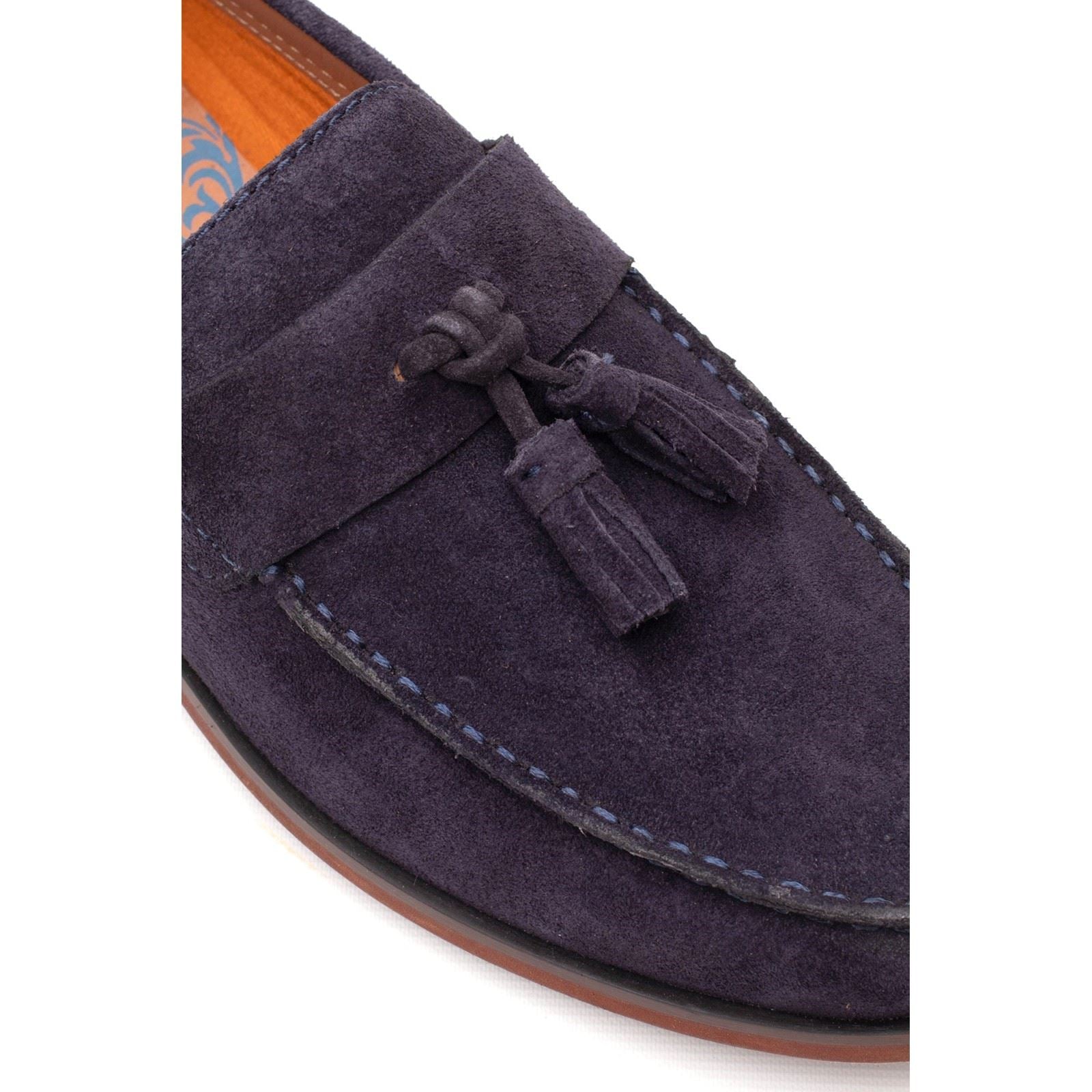 Base London Flint Leder Herren Marineblaue Slipper