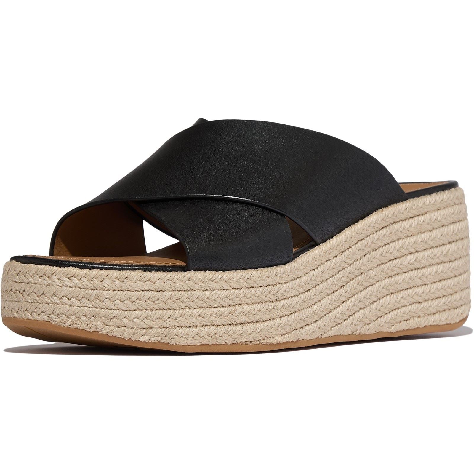 Fitflop Platfforms Leder Damen Schwarze Sandalen
