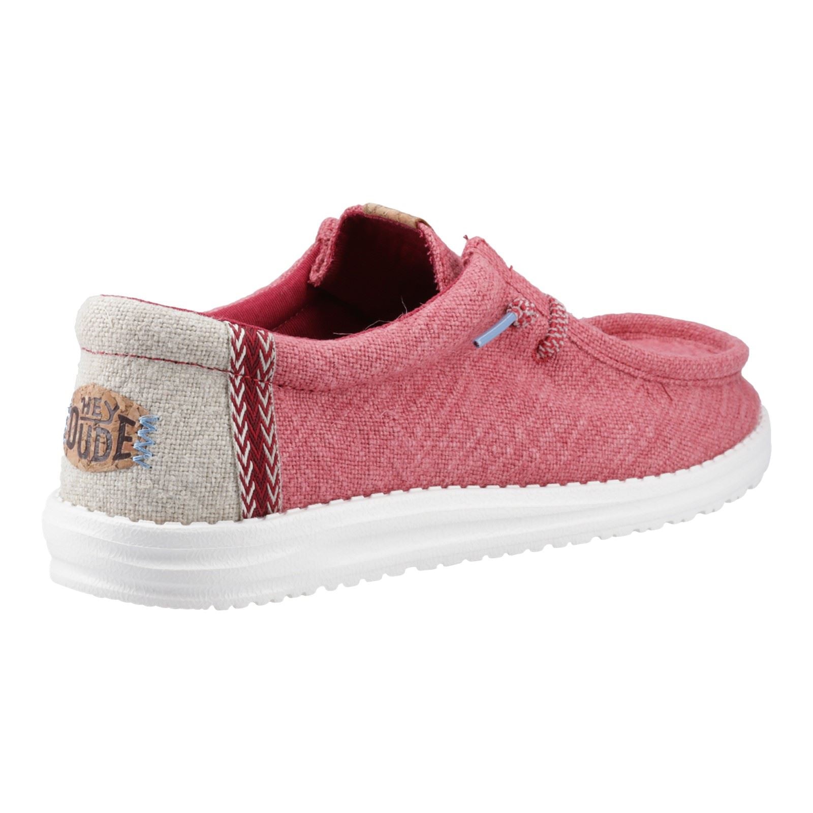 HEYDUDE Wally Jute Herren Mokassin Schuhe Aus Jute In Rot Bordeaux/Silberbirke