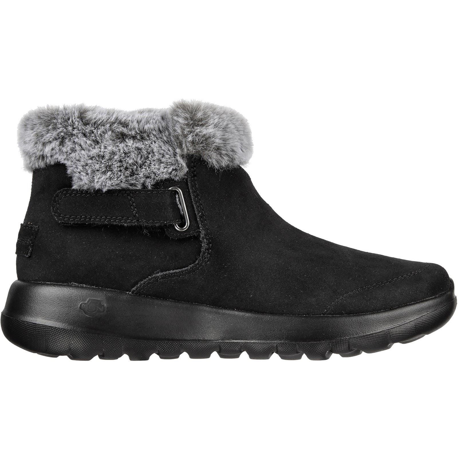 Skechers On-The-Go Joy First Glance Leder Damen Stiefel In Schwarz/Grau