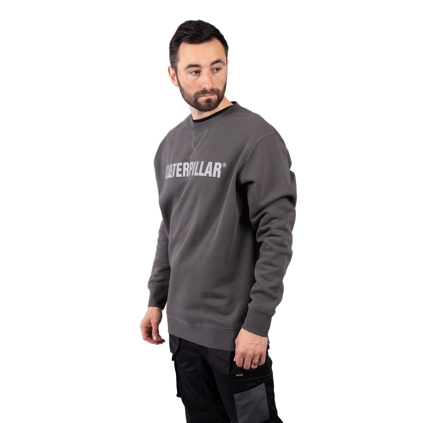 Caterpillar Midweight Crewneck Baumwoll Herren Grauer Pullover