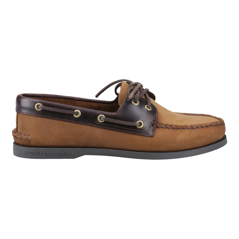 Sperry Authentic 2 Eye Herren Bootsschuhe Aus Braunem Leder Kombimaterial