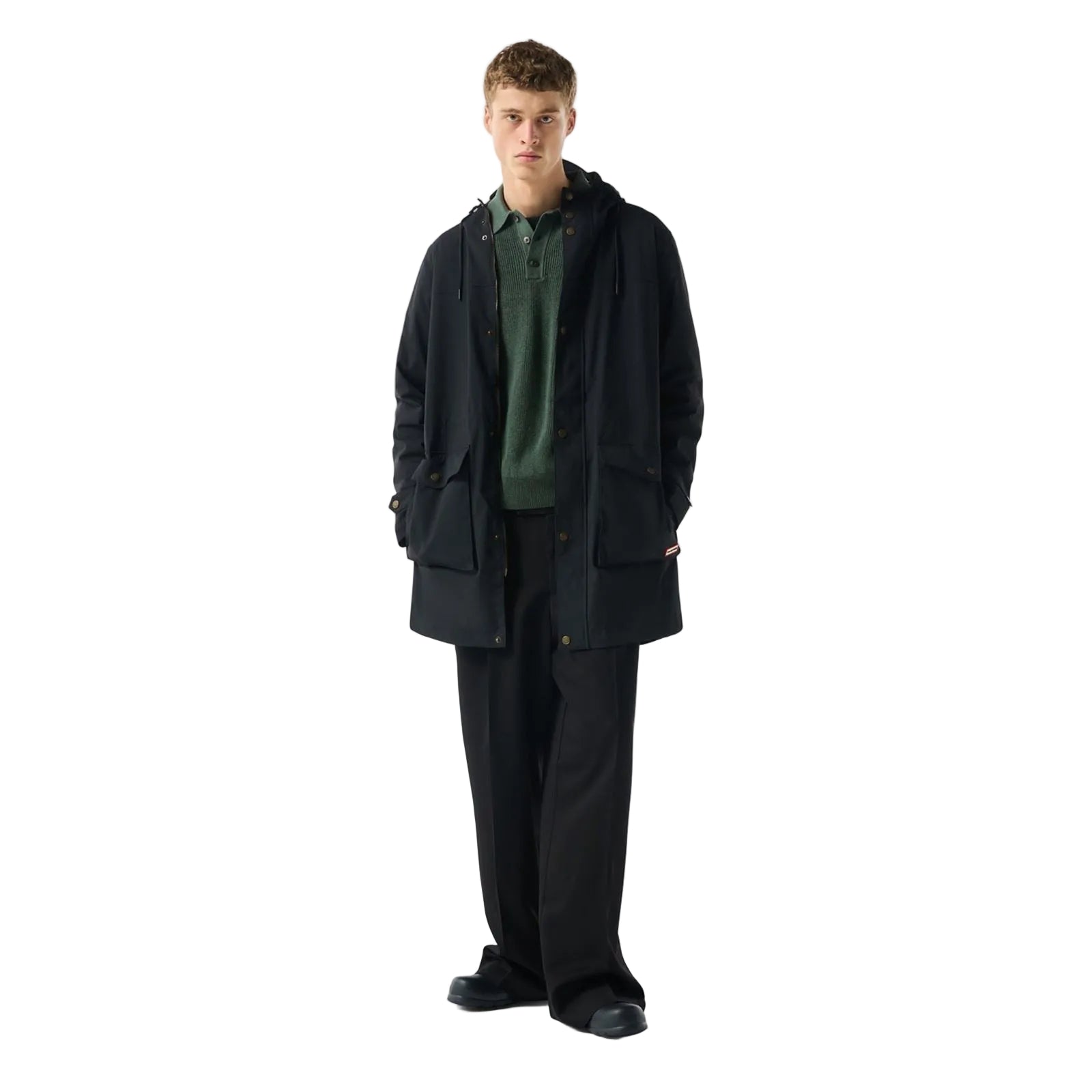 Hunter Lightweight Waterproof Herren Schwarze Regenparkas