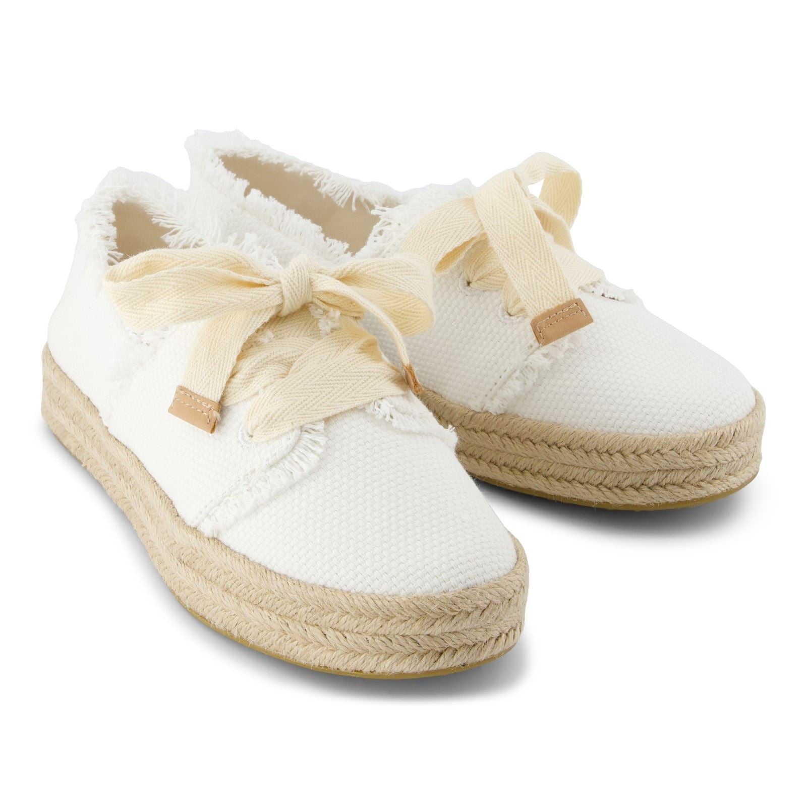 TOMS Carolina Lace Up Baumwolle Damen Weiße Espadrilles Am Strand