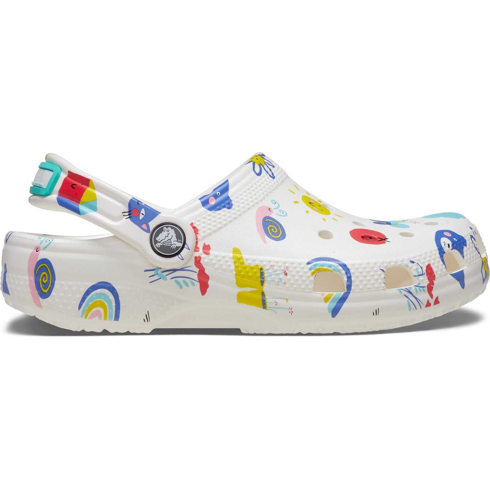 Crocs Classic Graphic Thermoplastische Weiße/Mehrfarbige Slipper