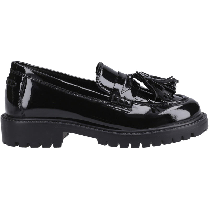 Hush Puppies Abigail Patent Senior Mädchenschwarze Slipper Aus Leder