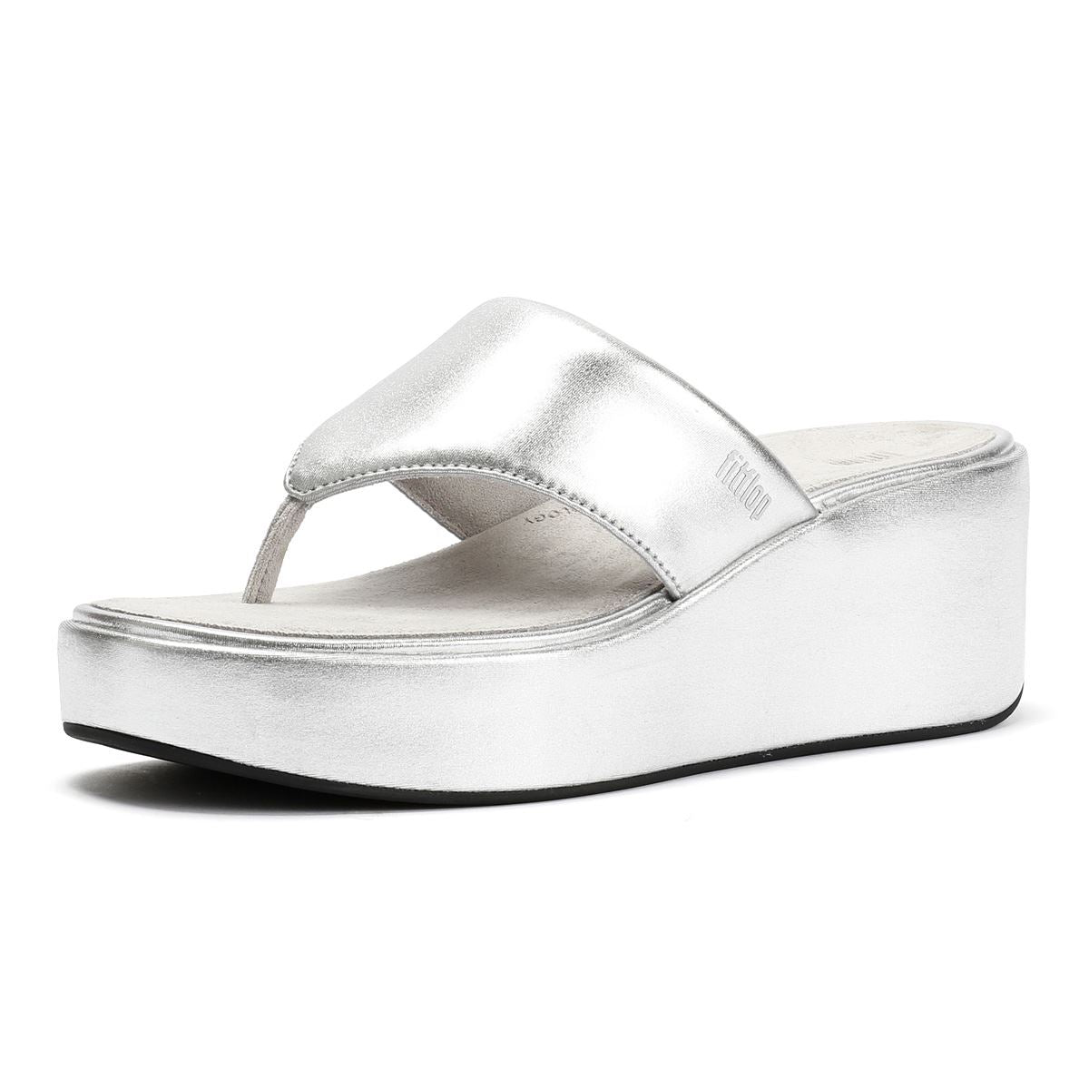 FitFlop Damen Plateau-Keilsandalen mit Zehensteg in Silber