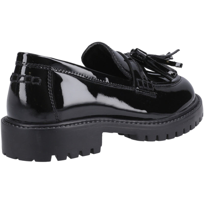 Hush Puppies Abigail Patent Senior Mädchenschwarze Slipper Aus Leder
