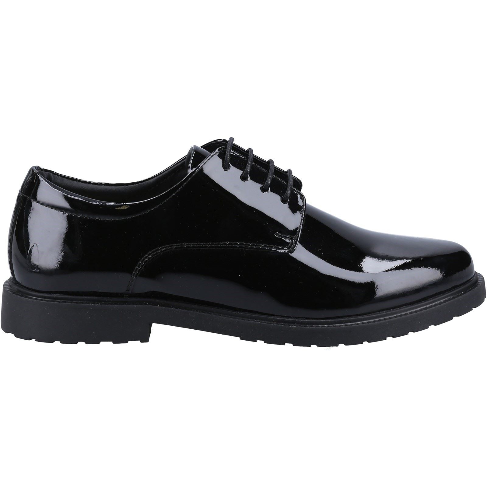 Hush Puppies Verity Slip On Leder Damen Lack Schwarze Brogues Schuhe