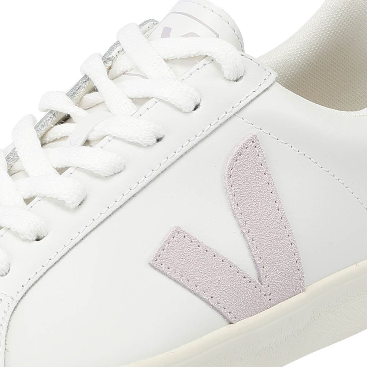 Veja Esplar Leder-Damensneakers In Weiß/Flieder