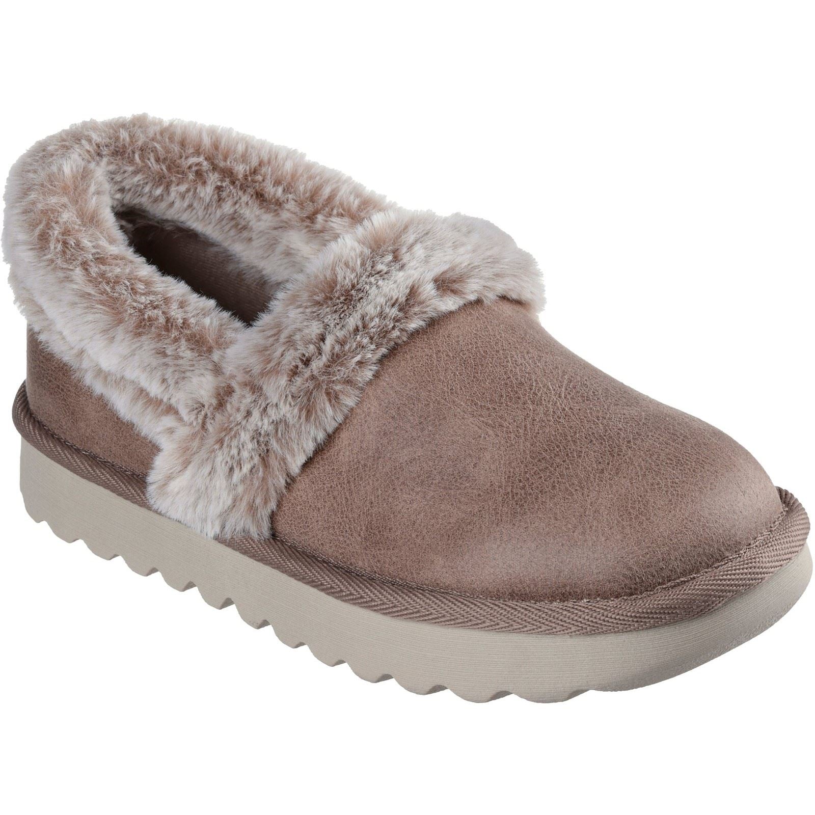 Skechers Cozy Up Polyester Damenhausschuhe In Taupe