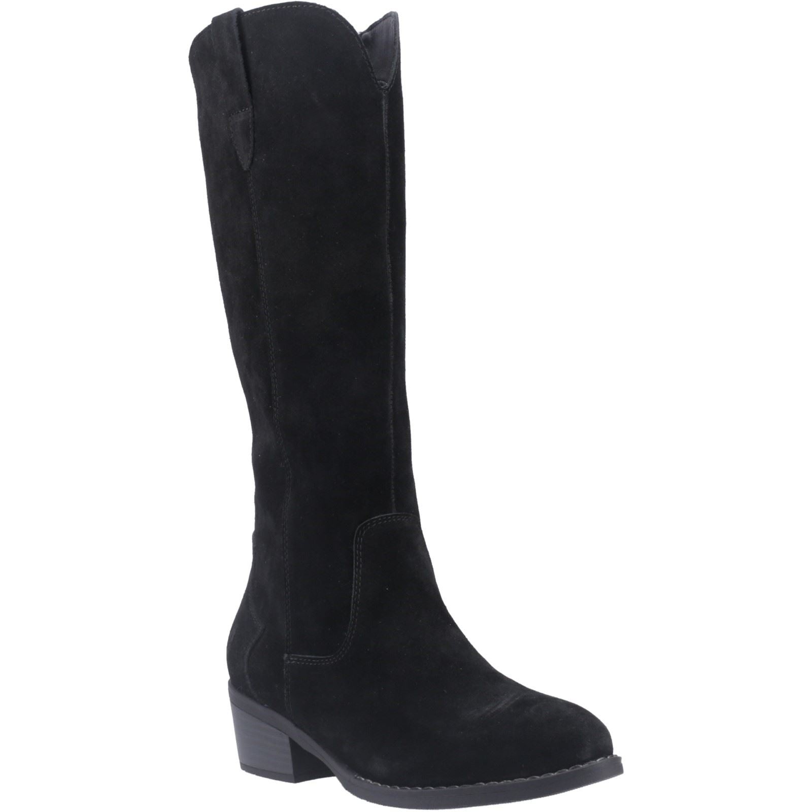 Hush Puppies Isabella Damen Kniehohe Wildlederstiefel mit Absatz in Schwarz
