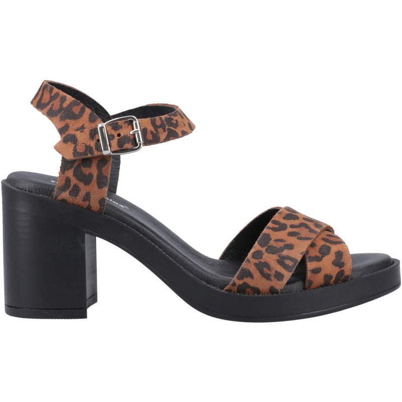 Hush Puppies Georgia Damen Sandalen Aus Leder Mit Leopardenmuster